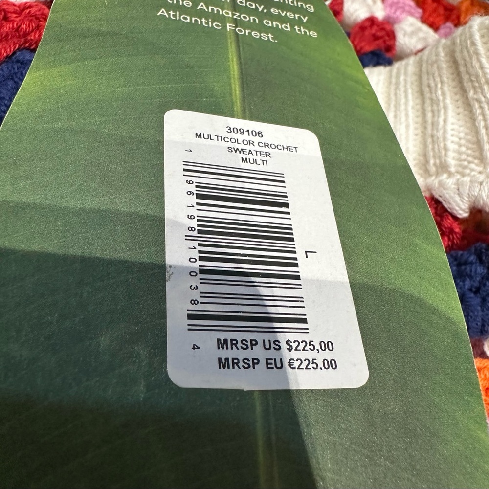 Farm Rio Multicolor Crochet Sweater Handmade Size Large NWT - Picture 15 of 16